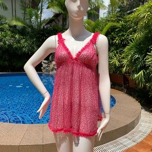 Victoria’s Secret Sexy Little Things Pink Negligee, Size Large, Sequins and Bows